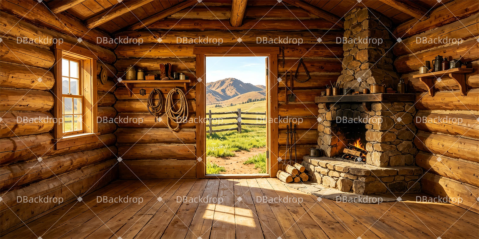 Professional Stage Backdrops Cabin Hearth Theater Backdrops ZTT66-T134