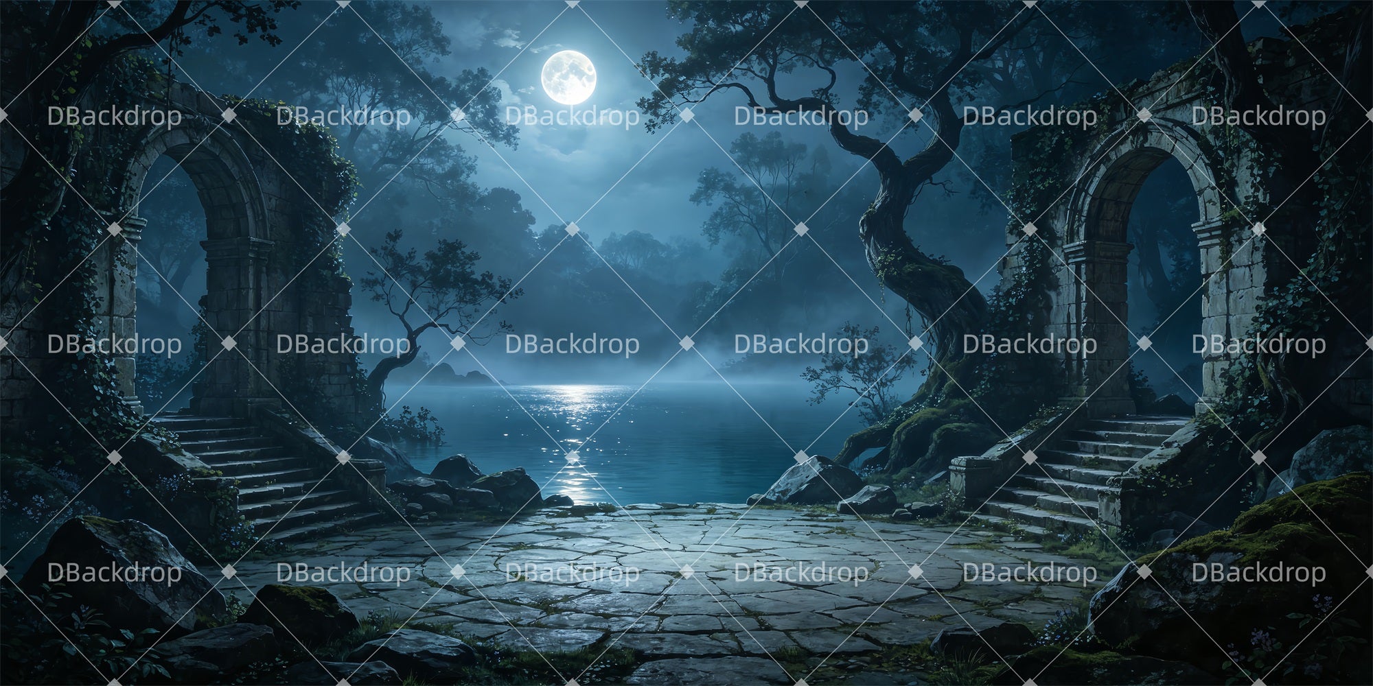 Theater Stage Backdrop Moon Ruins Performance Backdrop ZTT66-T92