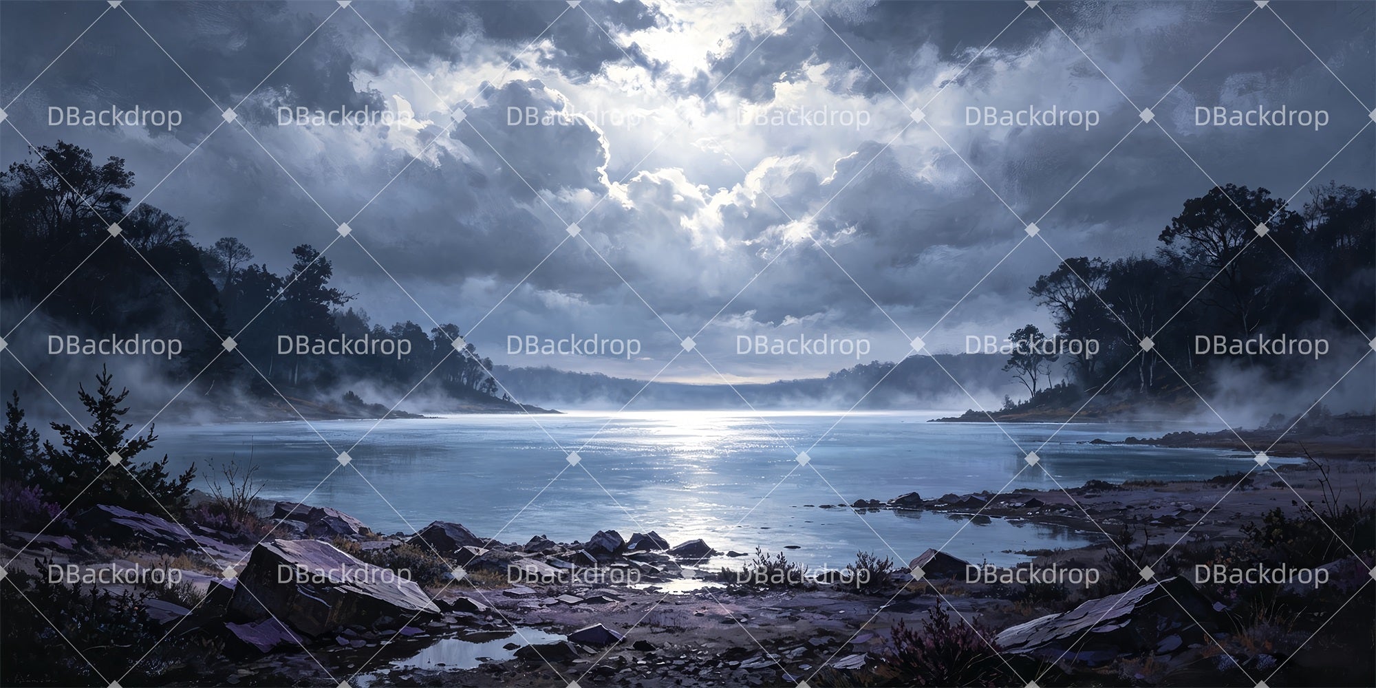 Backdrops Theater Misty Lakeside Scenery Backdrops For Theater ZTT66-T96