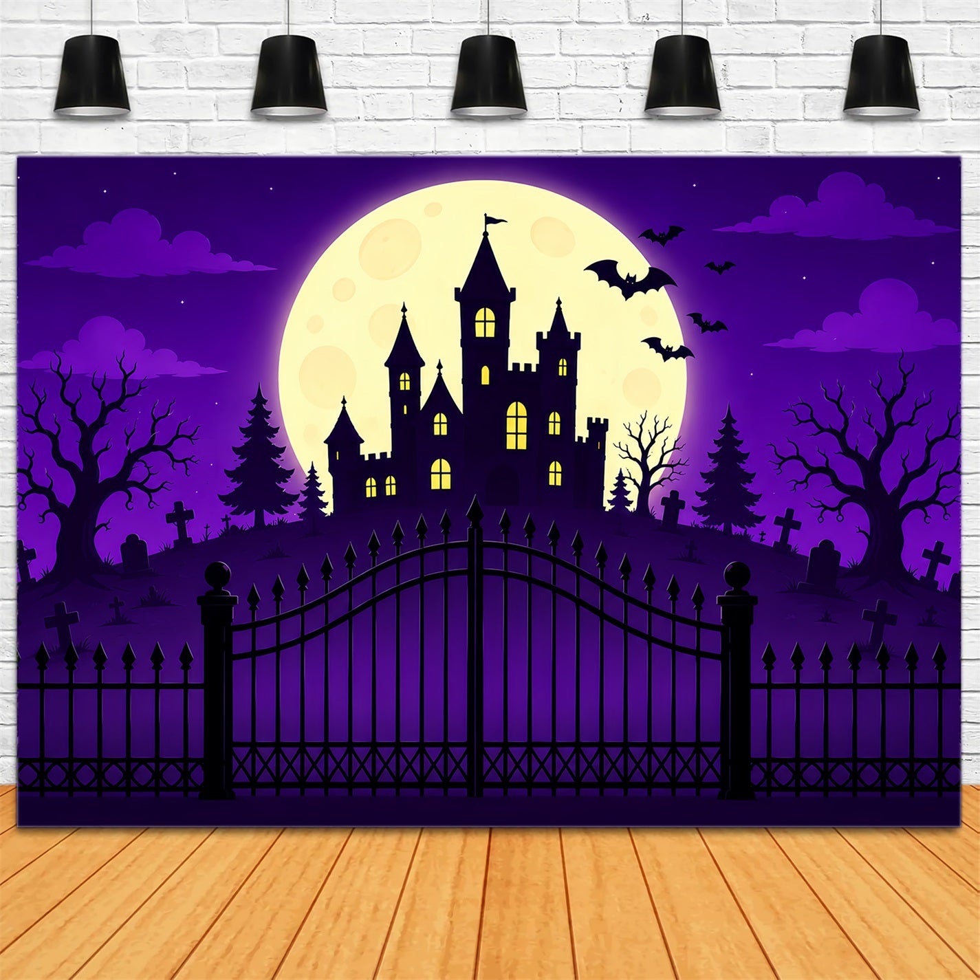 Halloween Backdrop Ideas DIY Purple Moon Castle Gateway Purple Halloween Backdrop ZTT67-14