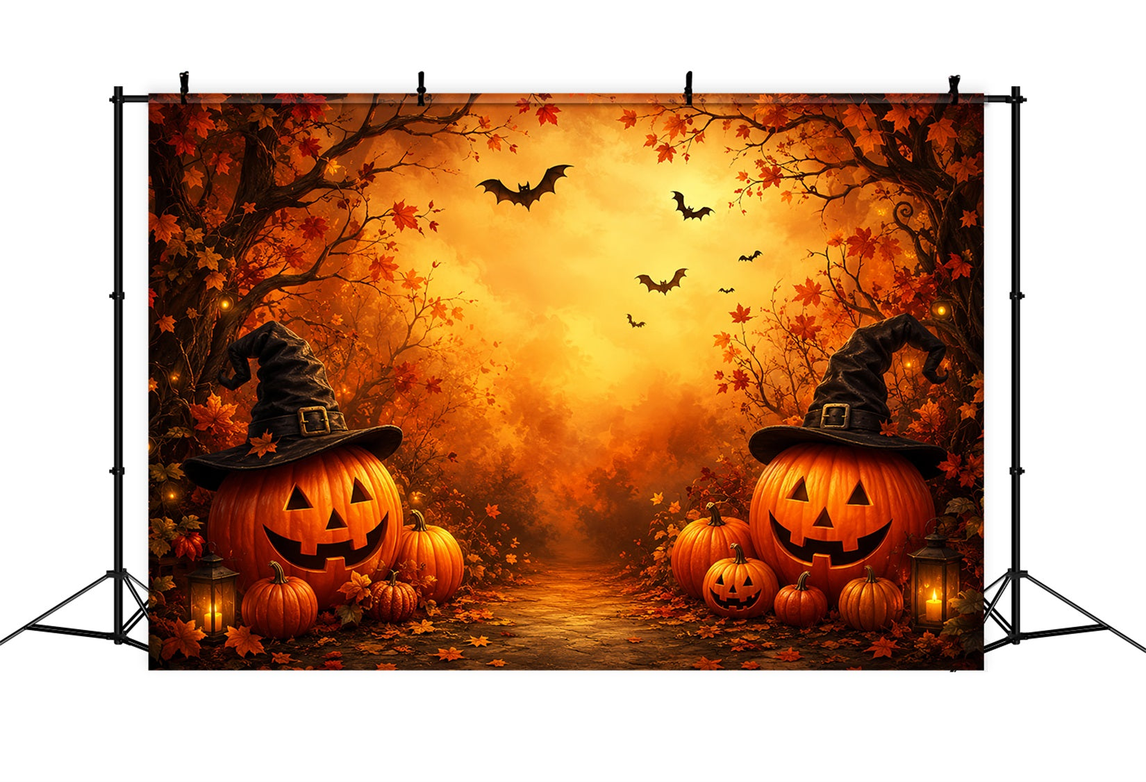 Halloween Theme Backdrop Witch Hat Pumpkin Forest Halloween Backdrop For Photos ZTT67-24