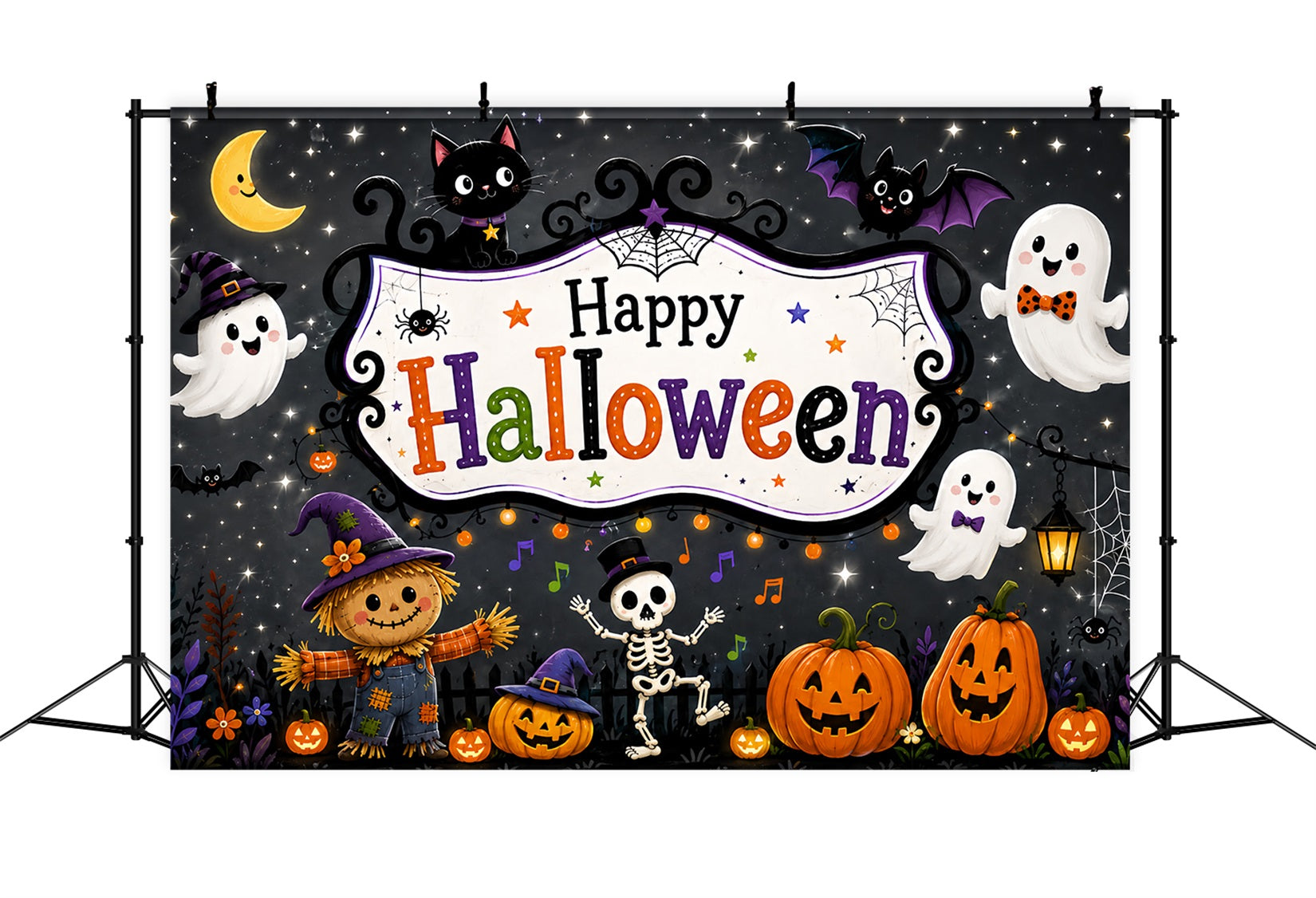 Cute Halloween Backdrops Cute Ghost Skeleton Party Halloween Backdrops Scene Setters ZTT67-26