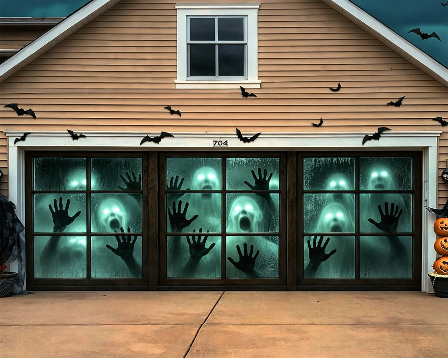Scary Halloween Garage Door Cover Ghost Window Shadows Halloween Garage Door Cover ZTT68-1-2 car