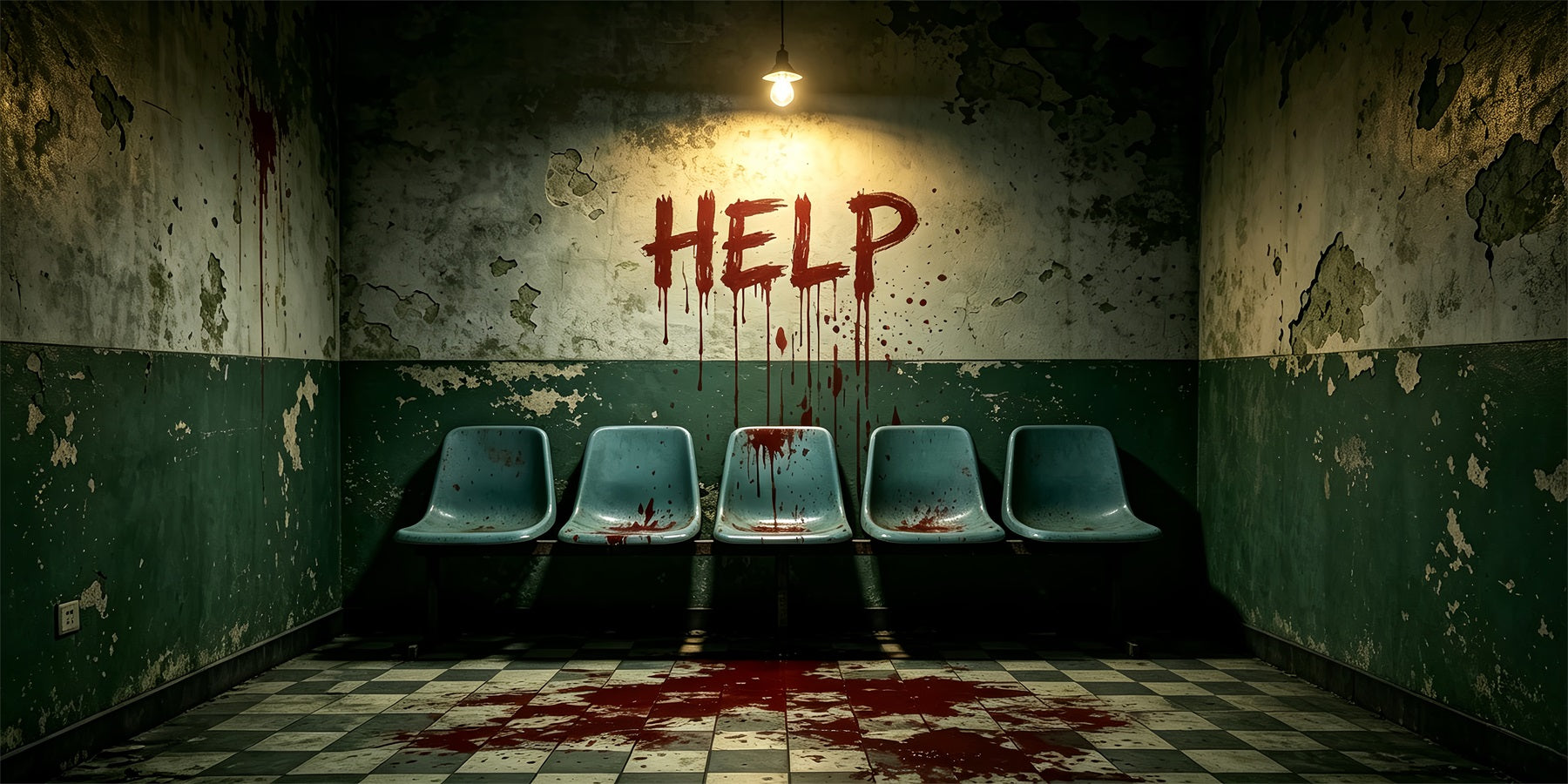Haunted House Garage Door Cover Bloody Waiting Room Halloween Outdoor Garage Decorations ZTT68-15-2 car