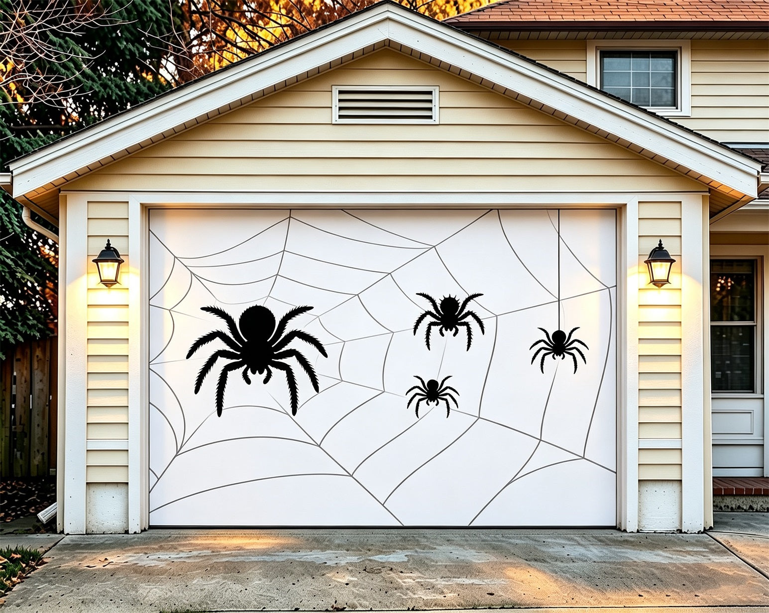 Spider Web Garage Door Cover Spider Web Silhouette Pattern Halloween Party Garage Door Cover ZTT68-18-1 car