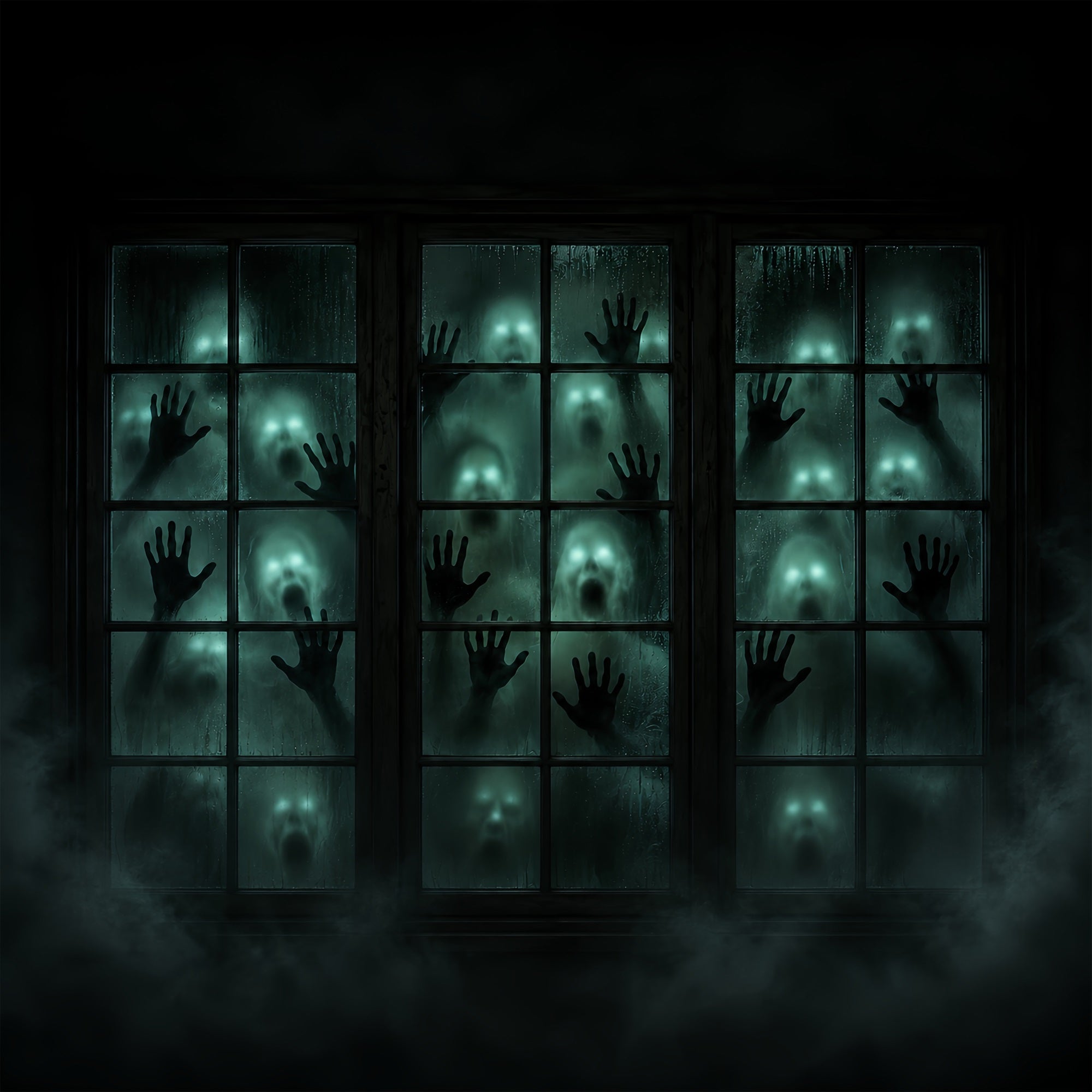 Scary Halloween Garage Door Cover Ghost Window Shadows Halloween Garage Door Cover ZTT68-1-1 car