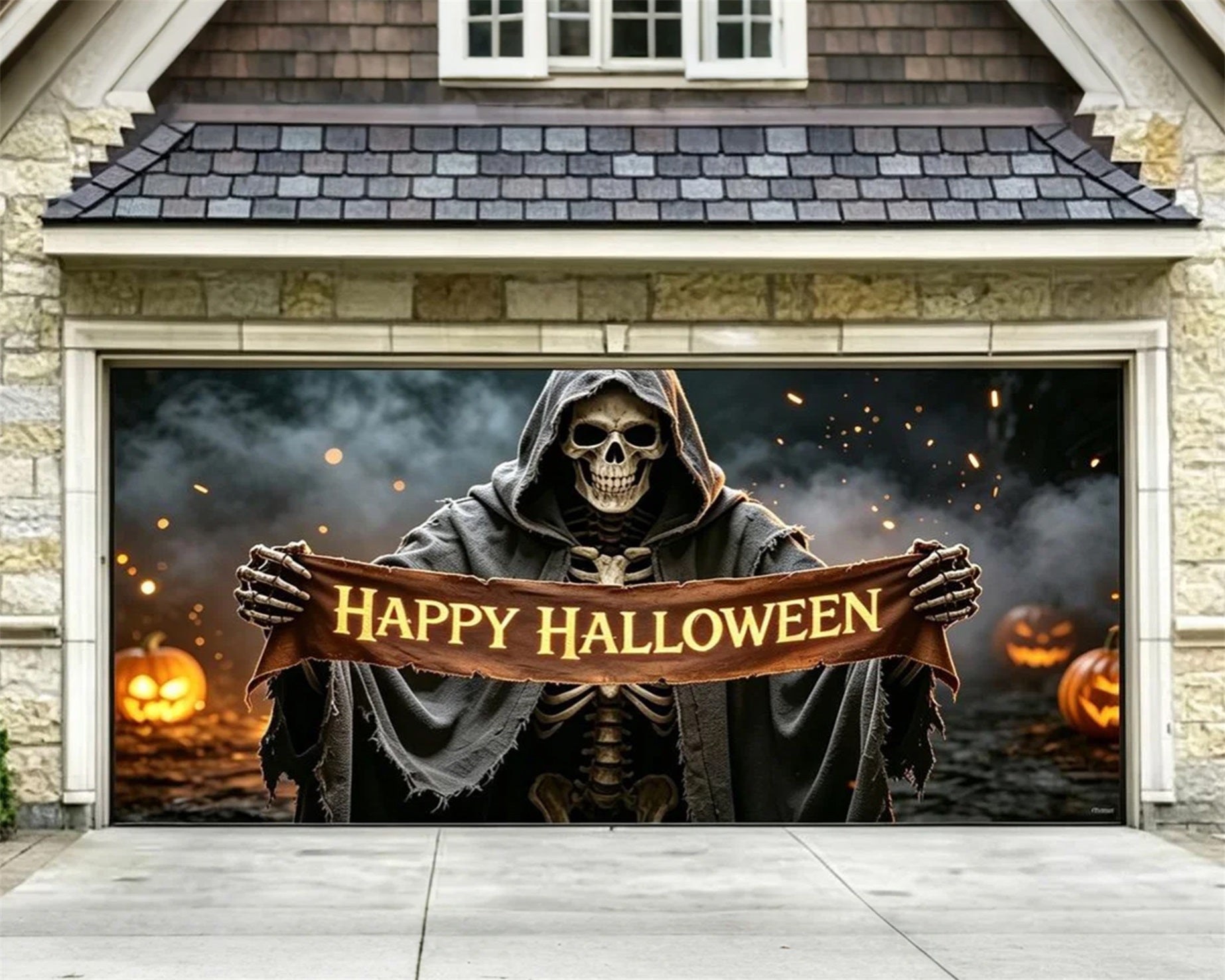Vampire Halloween Garage Door Cover Shadow Skeleton Reaper Halloween Garage Door Decor ZTT68-21-2 car