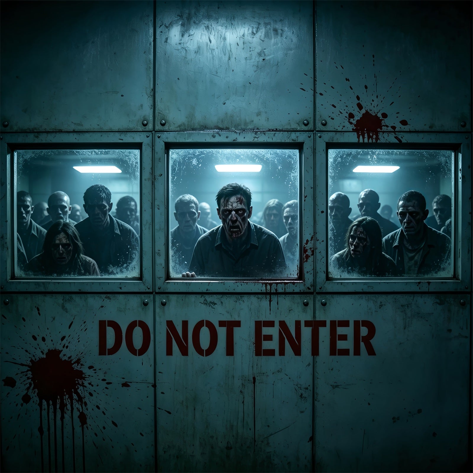 Creepy Halloween Garage Door Decor Zombie Laboratory Windows Halloween Garage Door Decoration ZTT68-3-1 car