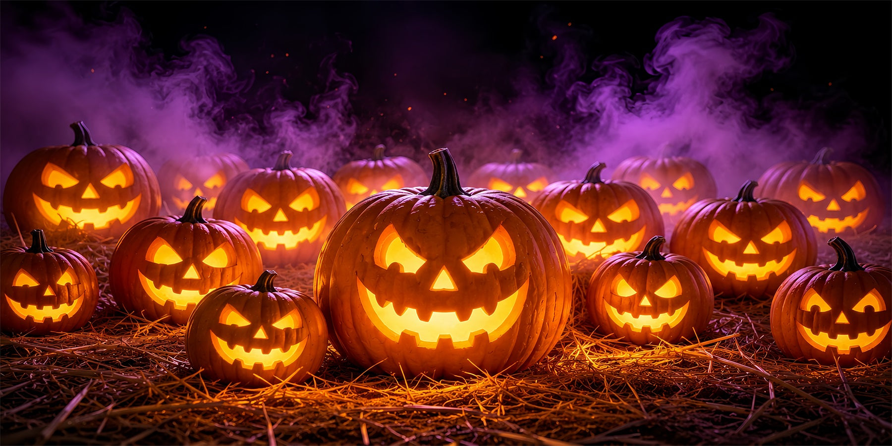 Pumpkin Halloween Garage Door Cover Purple Fog Jack O Lanterns Large Halloween Garage Door Cover ZTT68-30-2 car