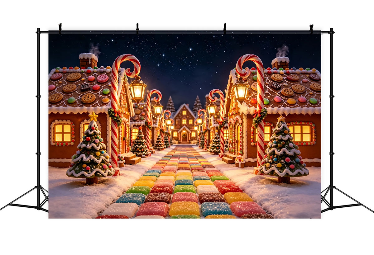 Candyland Christmas Backdrop Gingerbread Candy Village Christmas Photography Backdrop ZTT69-17