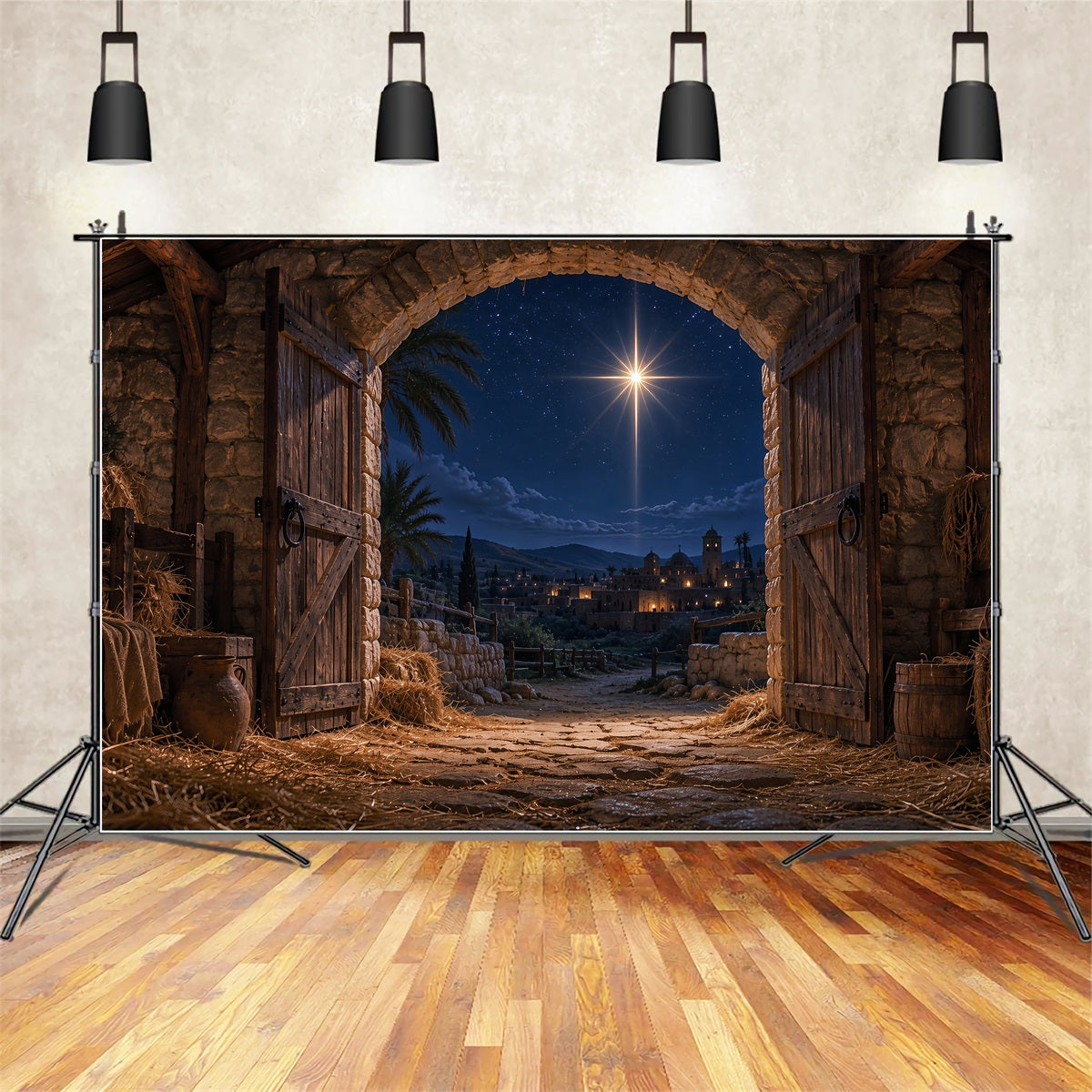 Bethlehem Backdrop Bethlehem Star Stable Night Nativity Backdrop ZTT69-59