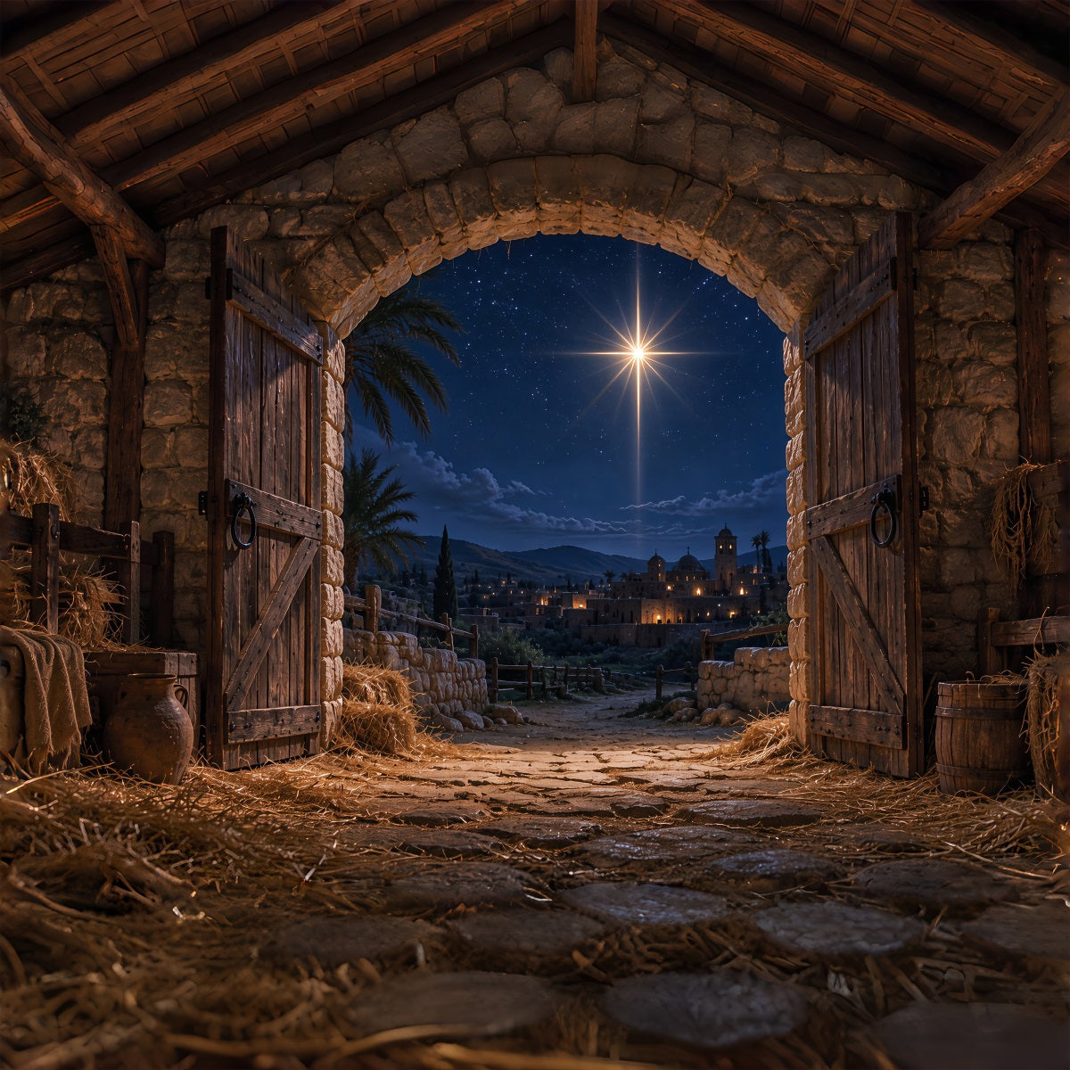 Bethlehem Backdrop Bethlehem Star Stable Night Nativity Backdrop ZTT69-59