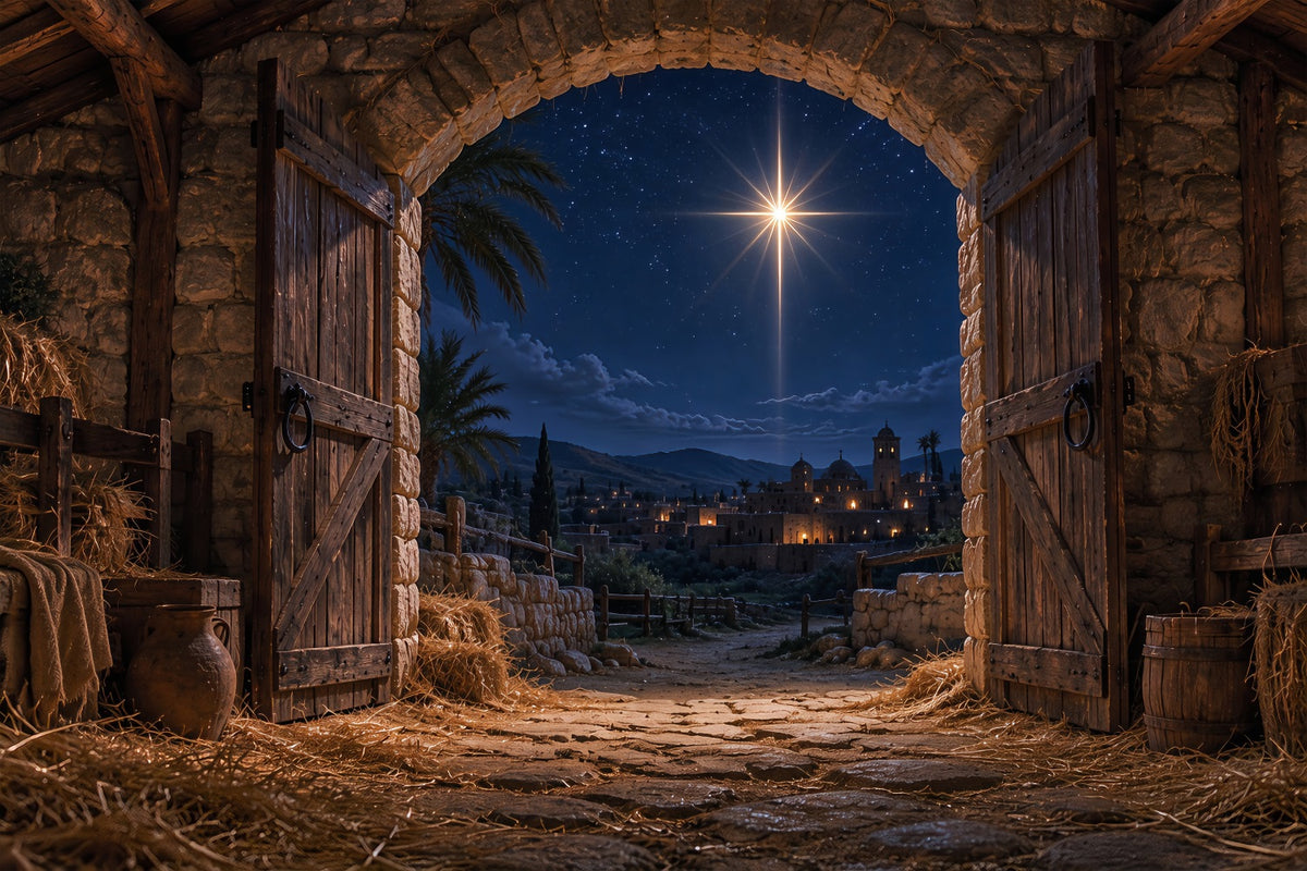 Bethlehem Backdrop Bethlehem Star Stable Night Nativity Backdrop ZTT69-59