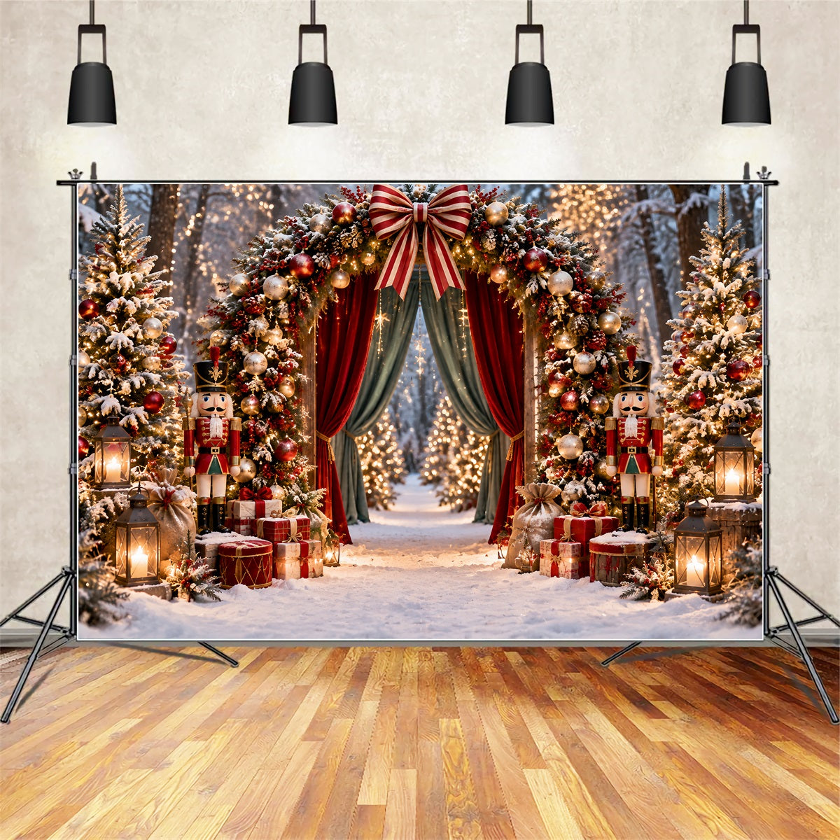 Professional Christmas Backdrops Nutcracker Forest Curtain Arch Christmas Photography Backdrop ZTT69-64