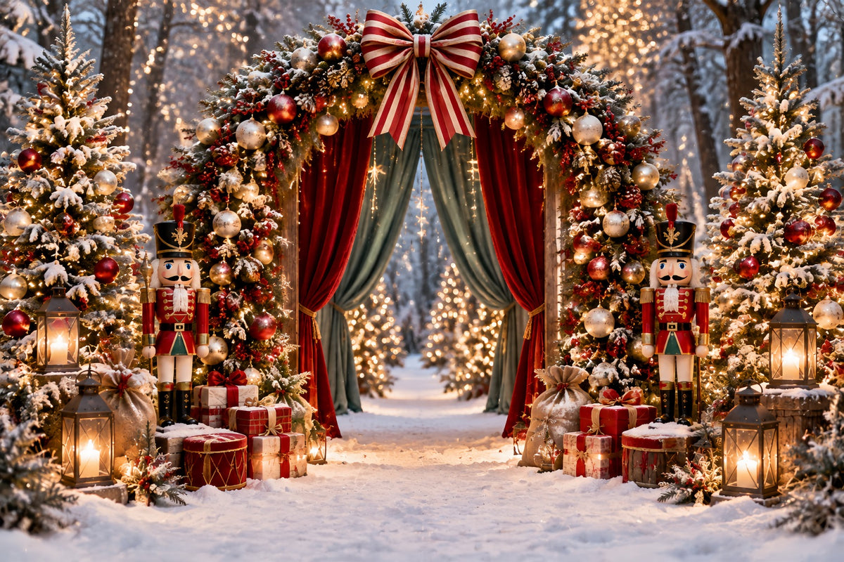 Professional Christmas Backdrops Nutcracker Forest Curtain Arch Christmas Photography Backdrop ZTT69-64