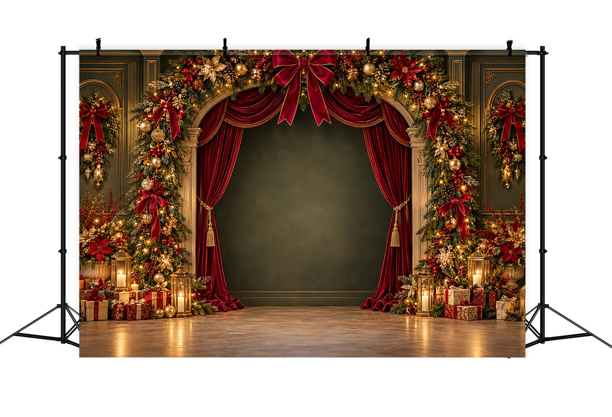 Christmas Stage Backdrops Velvet Garland Arch Display Christmas Party Backdrop ZTT69-73