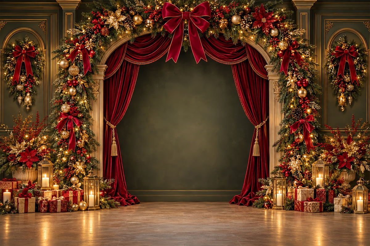 Christmas Stage Backdrops Velvet Garland Arch Display Christmas Party Backdrop ZTT69-73
