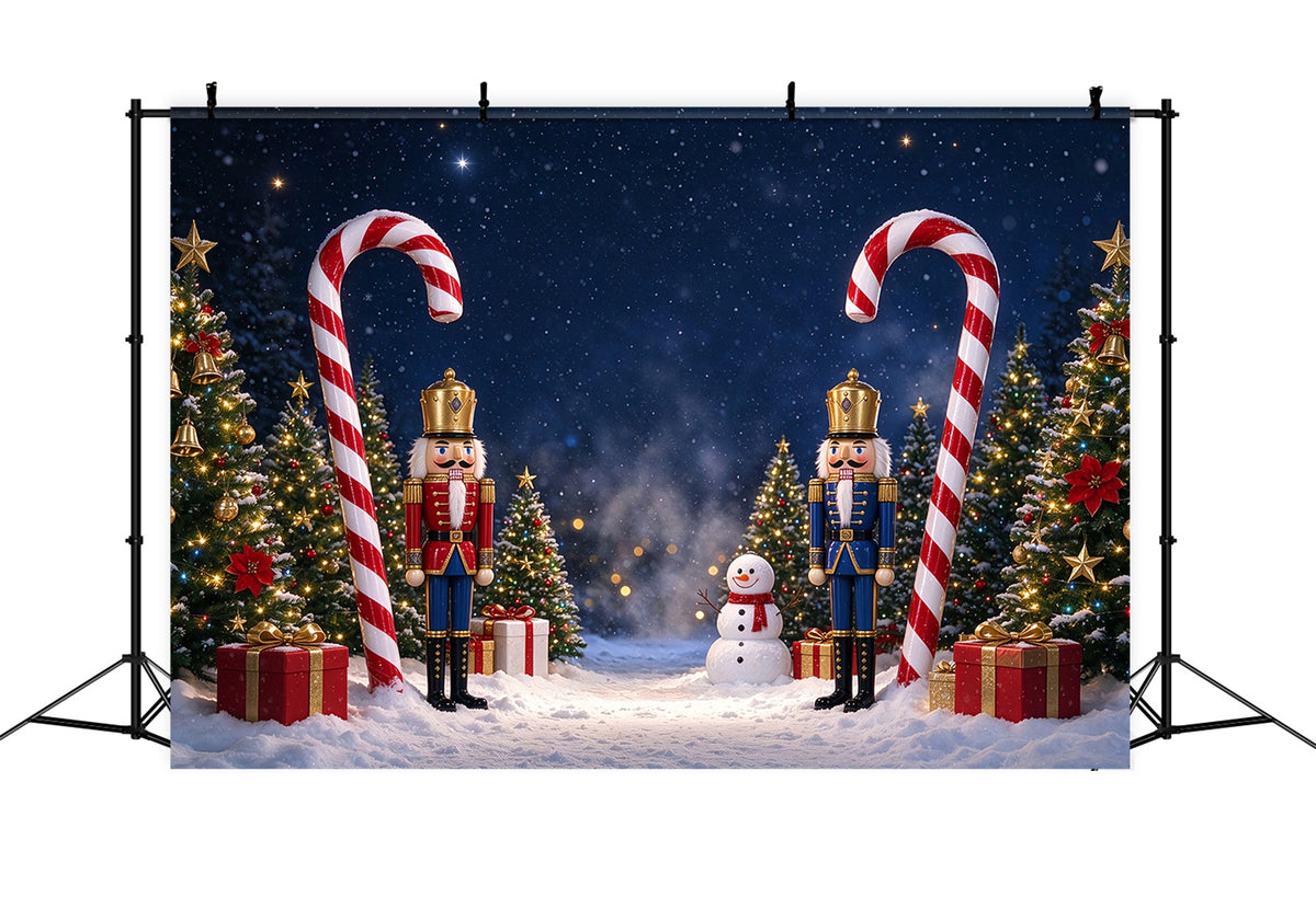 Photo Backdrop Christmas Snow Nutcracker Candy Cane Merry Christmas Backdrop ZTT69-80