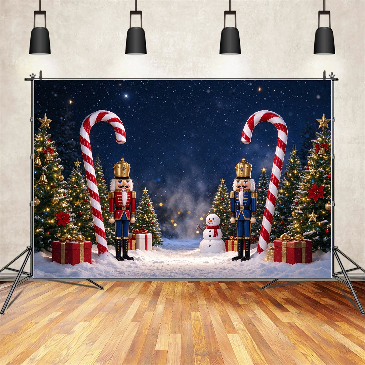Photo Backdrop Christmas Snow Nutcracker Candy Cane Merry Christmas Backdrop ZTT69-80
