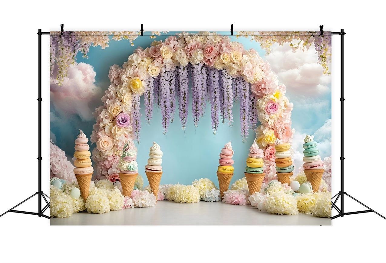 Summer Photo Backdrop Ice Cream Floral Arch Backdrop ZXY3-12