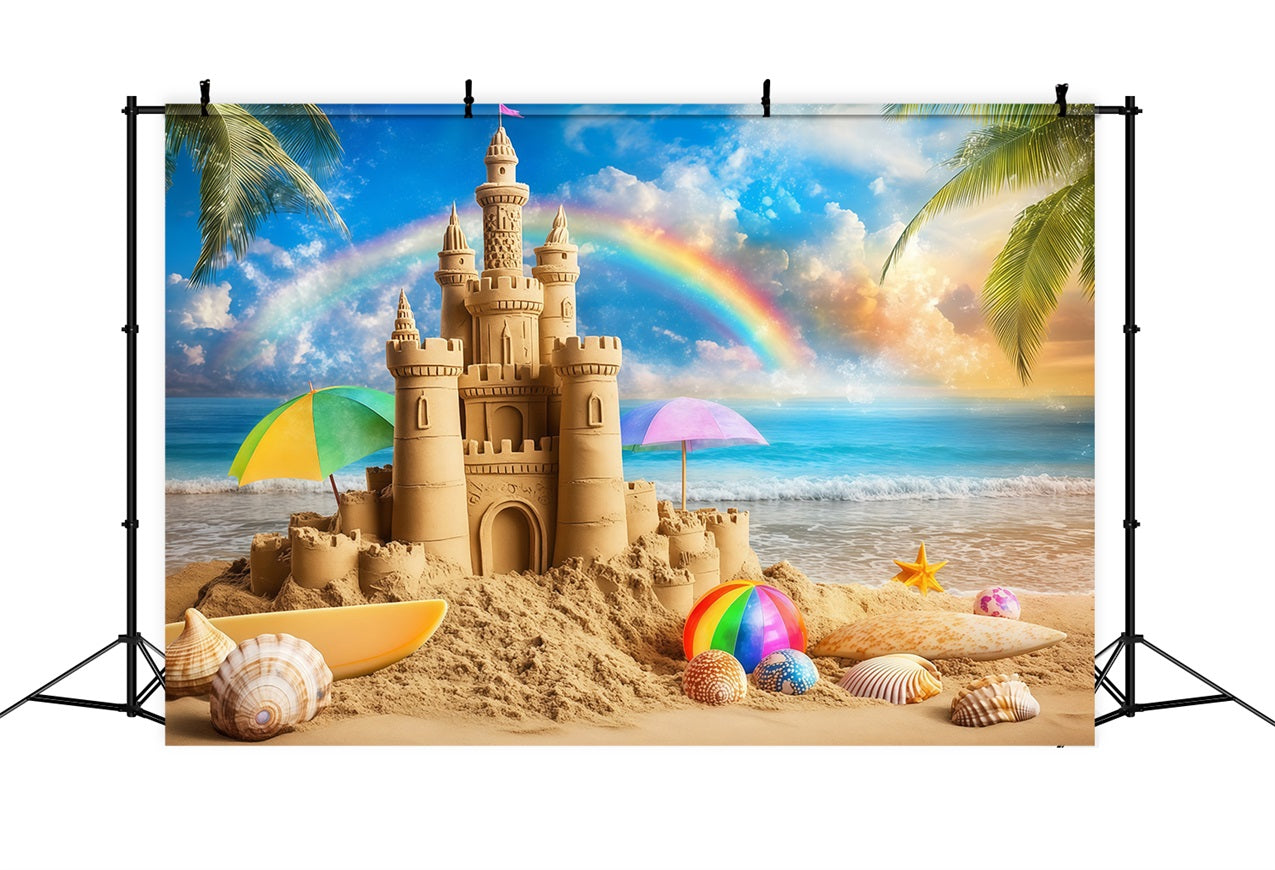 Tropical Beach Backdrop Tropical Castle Rainbow Summer Backdrop ZXY3-14