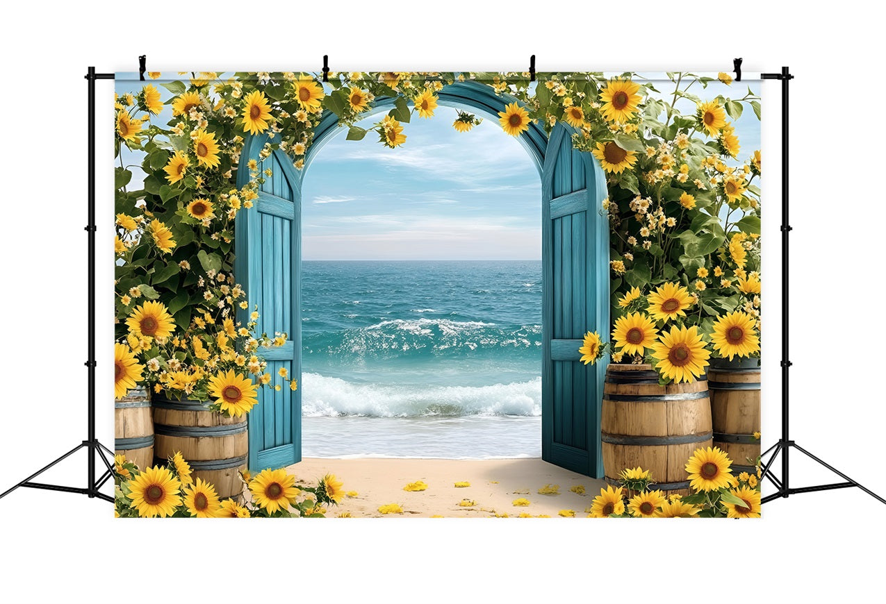 Sunflower Photo Backdrop Seaside Arch Summer Backdrop ZXY3-17