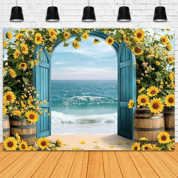 Sunflower Photo Backdrop Seaside Arch Summer Backdrop ZXY3-17