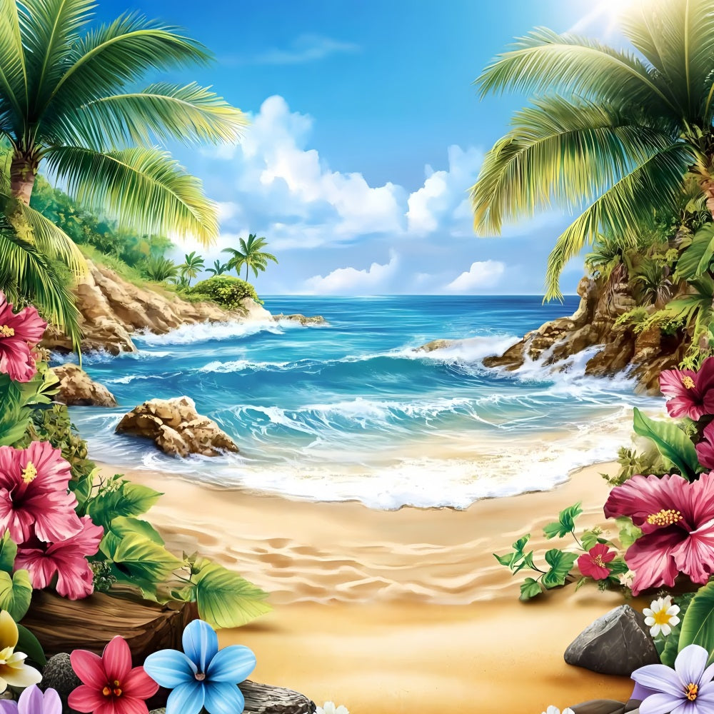 Tropical Photo Backdrop Hibiscus Summer Backdrop ZXY3-18