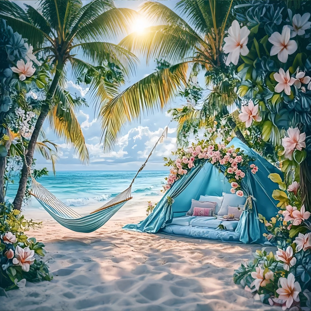 Summer Photo Backdrop Tent Palm Hammock Beach Backdrop ZXY3-19