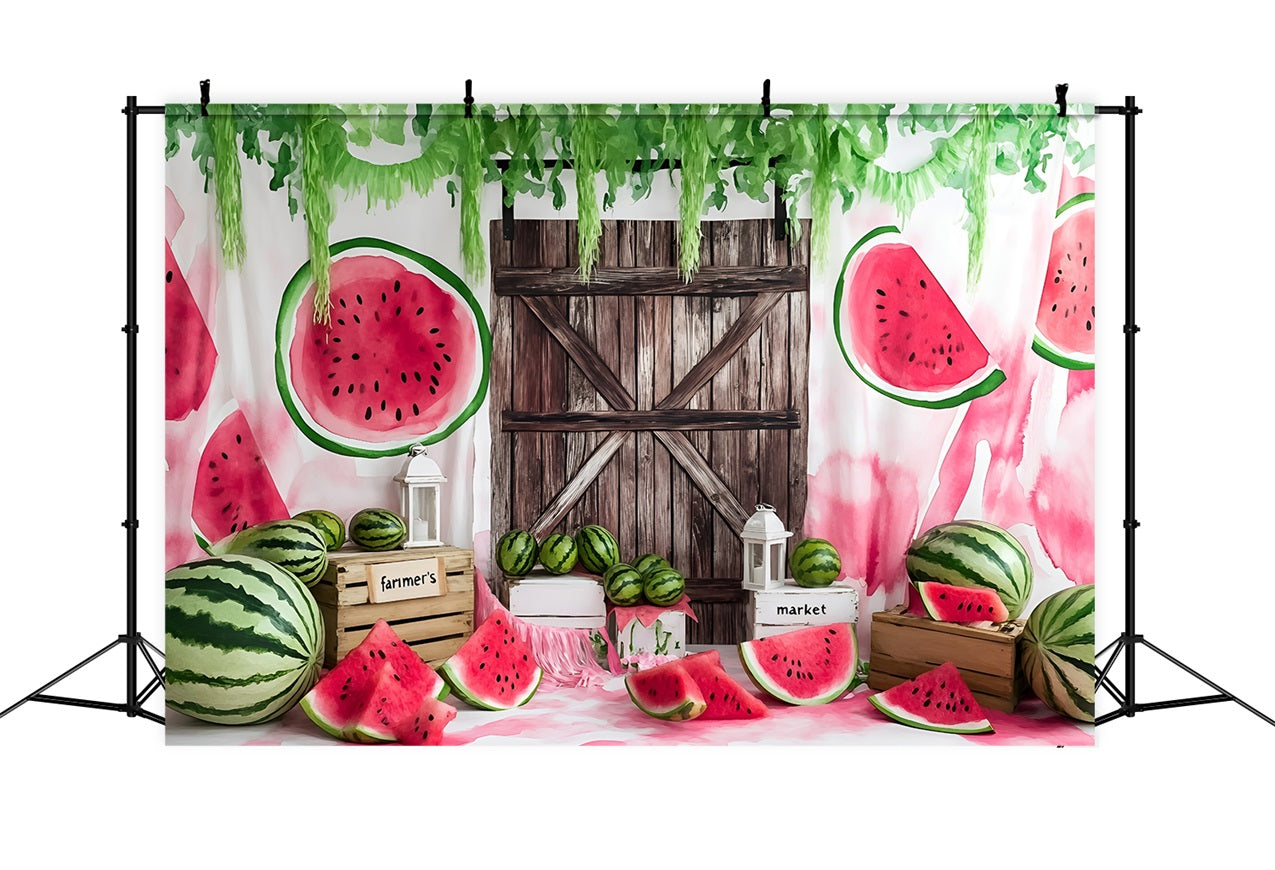 Watermelon Photo Backdrop Patch Barn Style Summer Backdrop ZXY3-22