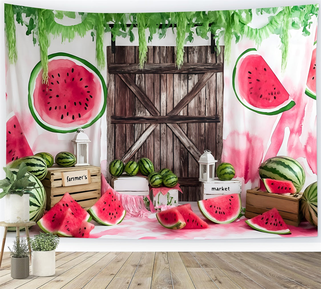 Watermelon Photo Backdrop Patch Barn Style Summer Backdrop ZXY3-22