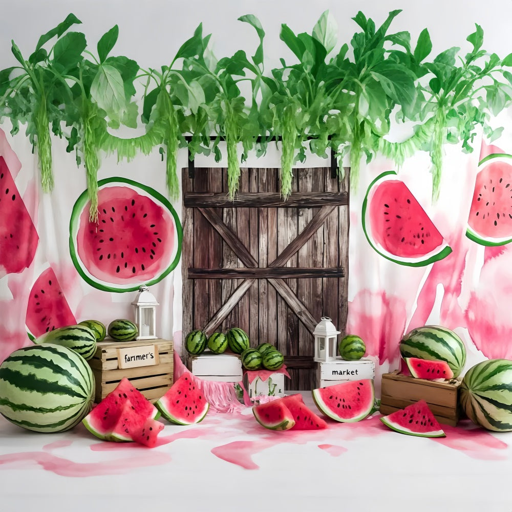 Watermelon Photo Backdrop Patch Barn Style Summer Backdrop ZXY3-22