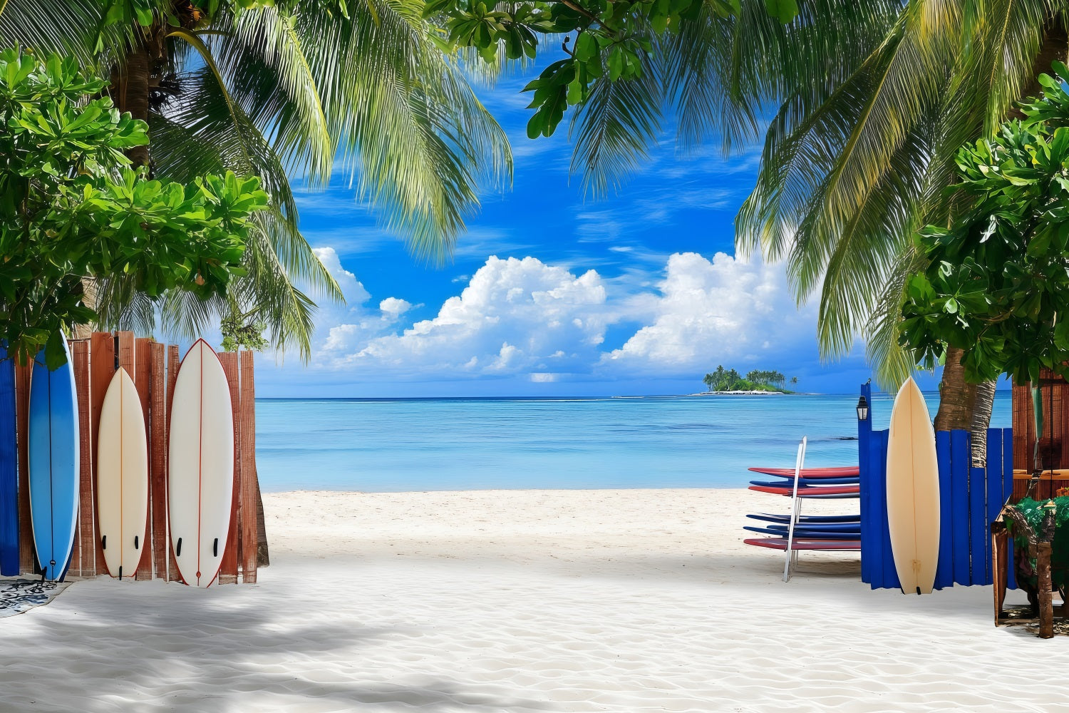 Beach Backdrop Photography Tropical Surfboards Summer Backdrop ZXY3-23