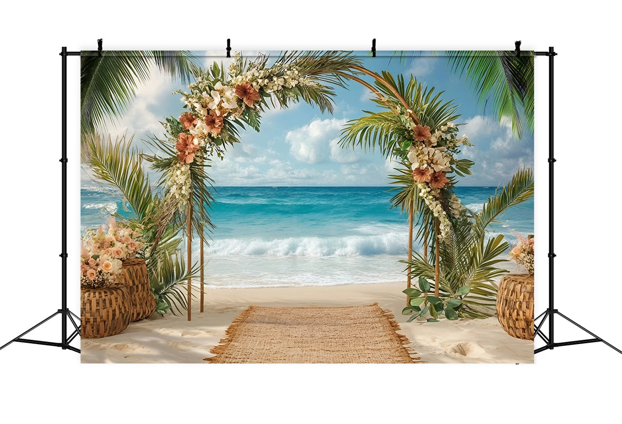 Beach Wedding Backdrop Floral Arch Summer Backdrop ZXY3-25