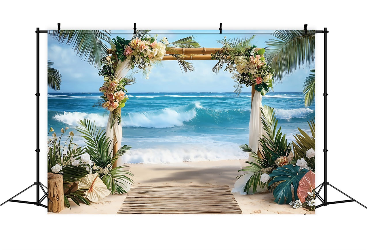 Tropical Backdrops Wedding Ocean Summer Backdrop ZXY3-26