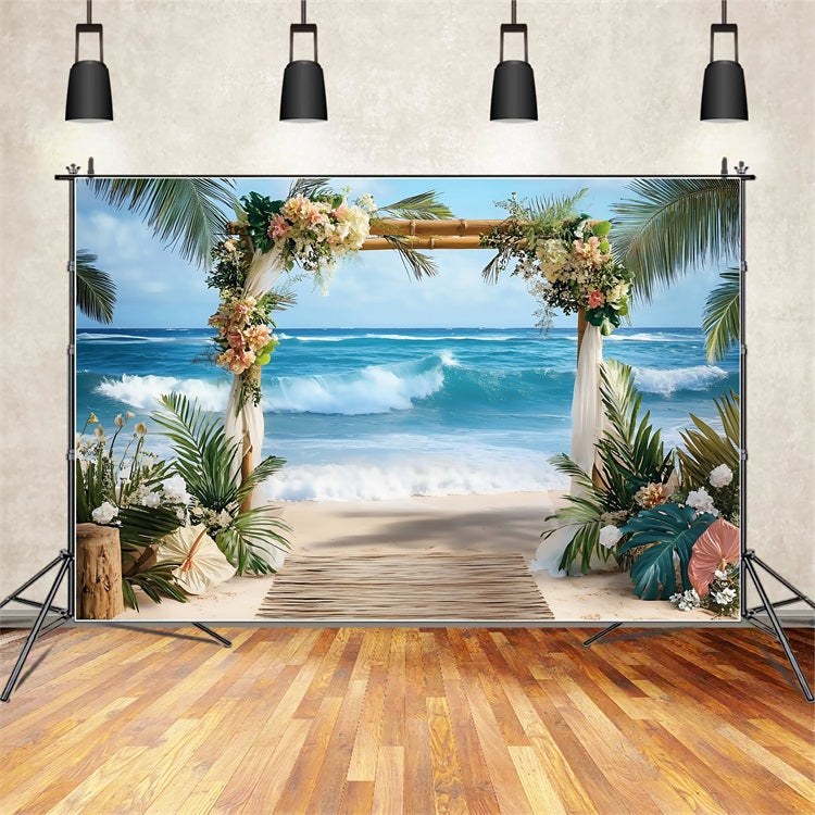 Tropical Backdrops Wedding Ocean Summer Backdrop ZXY3-26