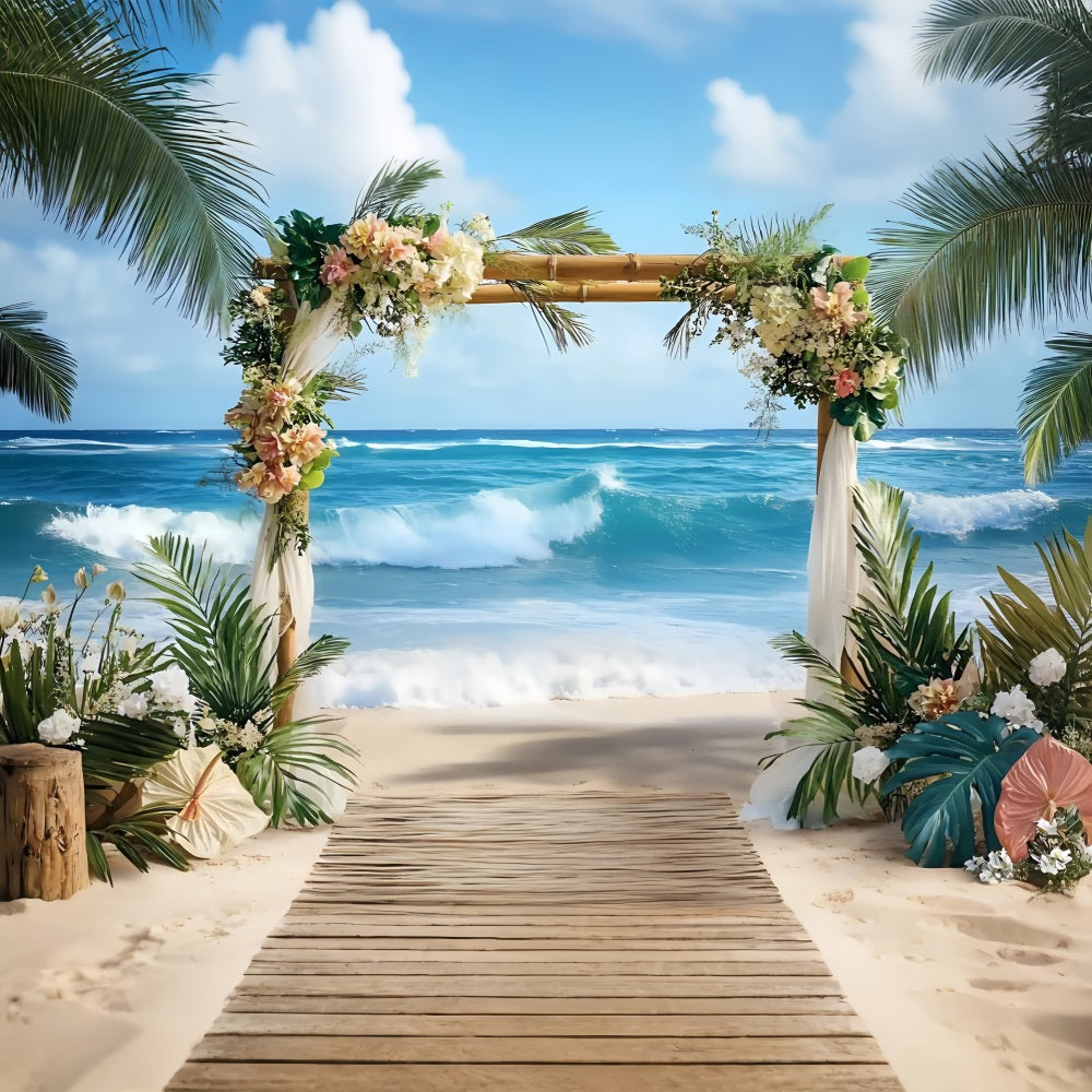 Tropical Backdrops Wedding Ocean Summer Backdrop ZXY3-26
