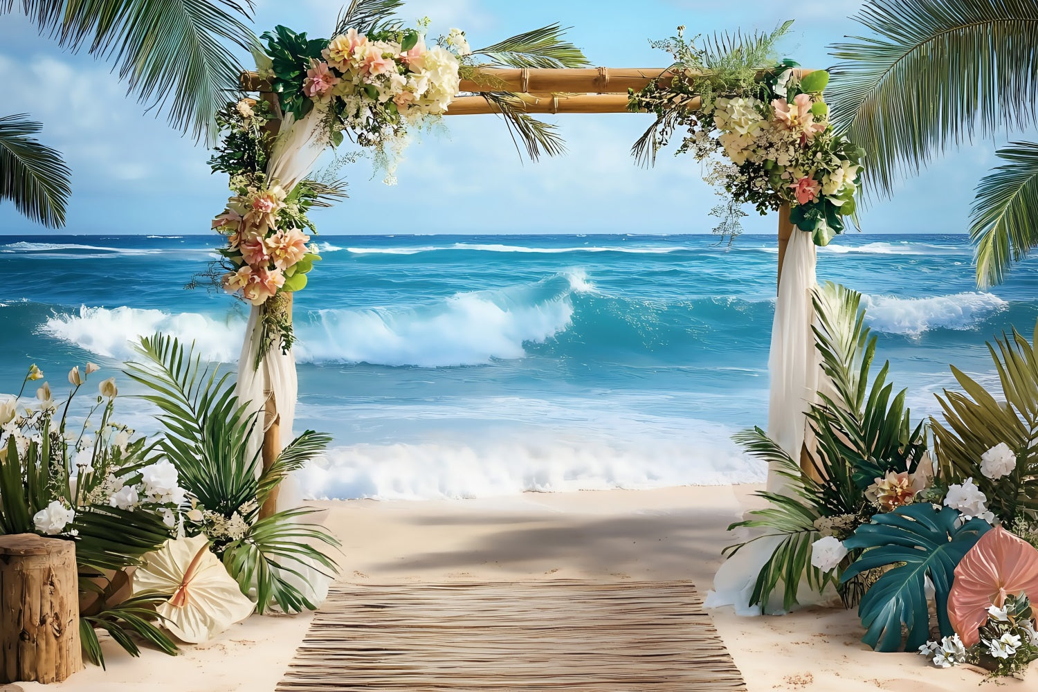 Tropical Backdrops Wedding Ocean Summer Backdrop ZXY3-26
