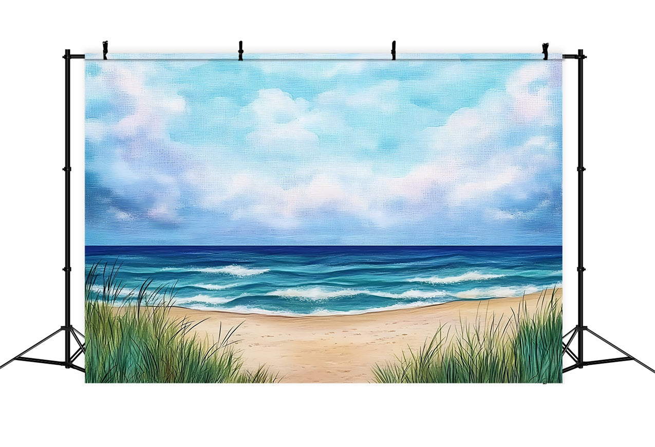 Beach Scene Backdrop Painted Ocean Horizon Summer Backdrop ZXY3-27