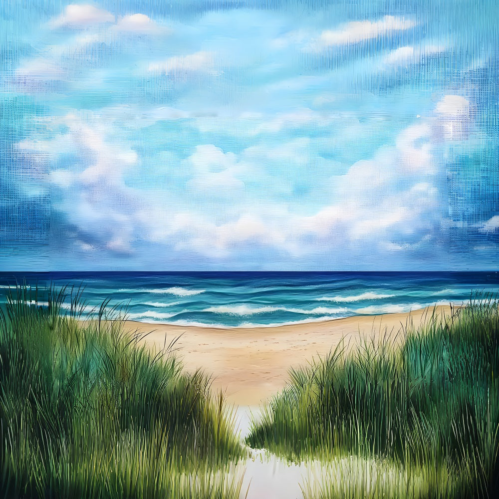 Beach Scene Backdrop Painted Ocean Horizon Summer Backdrop ZXY3-27