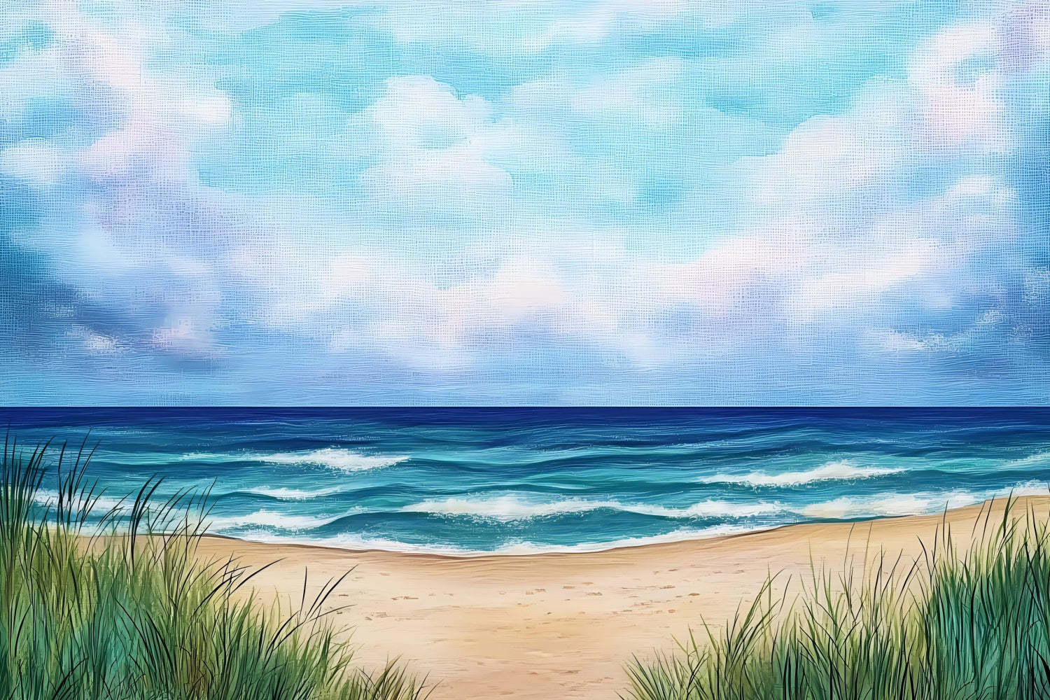Beach Scene Backdrop Painted Ocean Horizon Summer Backdrop ZXY3-27