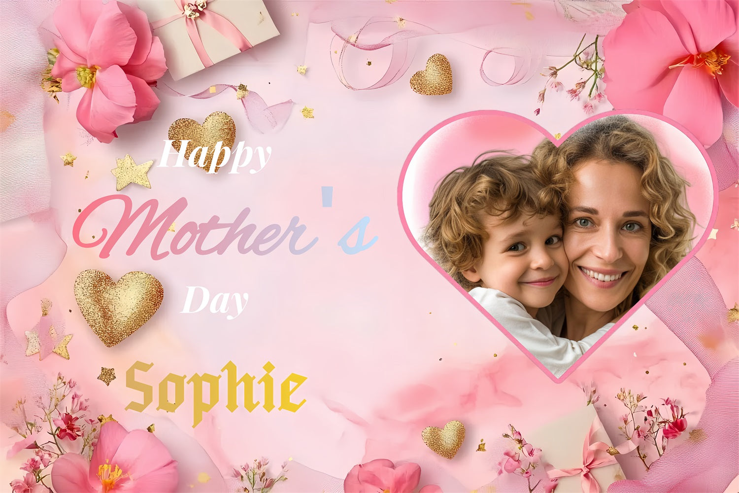 Mother's Day Photography Backdrops Hearts Floral Personalised Backdrop ZXY3-3