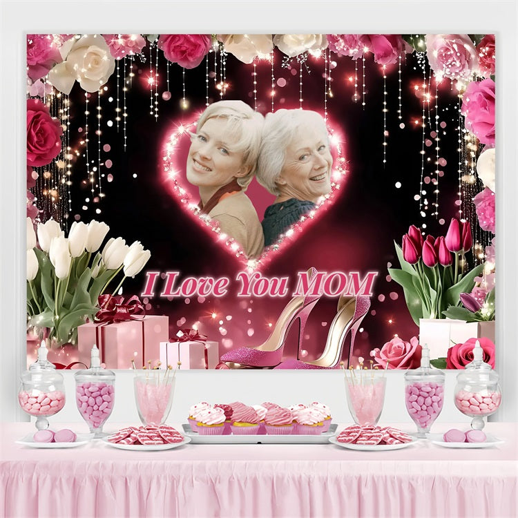 Mother's Day Backdrop Shining Hearts Love Personalized Backdrop ZXY3-4