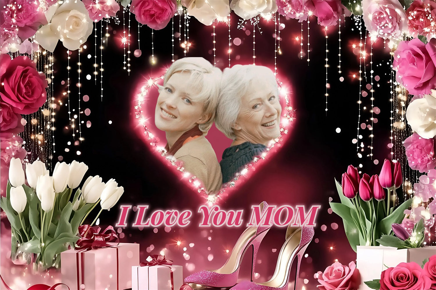 Mother's Day Backdrop Shining Hearts Love Personalized Backdrop ZXY3-4