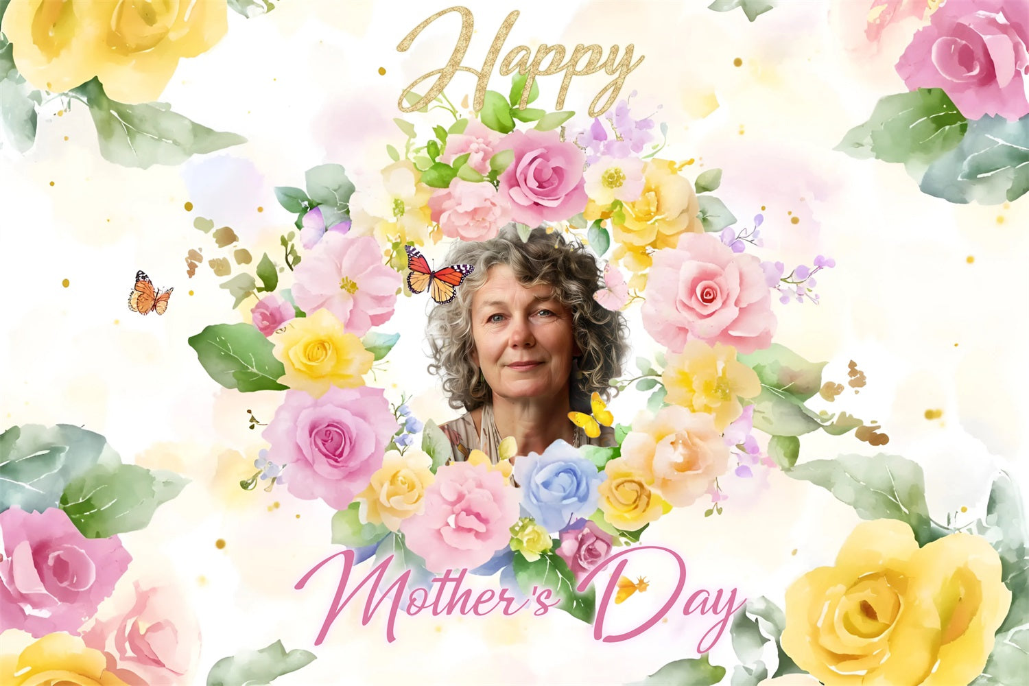 Mother's Day Photo Backdrop Pastel Floral Wreath Customized Backdrop ZXY3-6