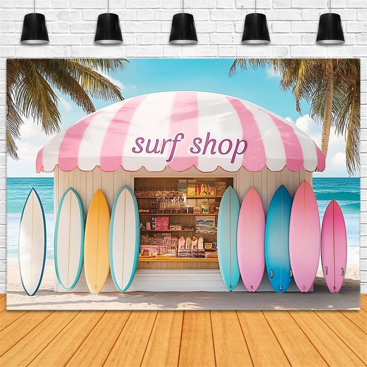 Summer Backdrop Colorful Surfboards Shack Beach Backdrop ZXY3-9