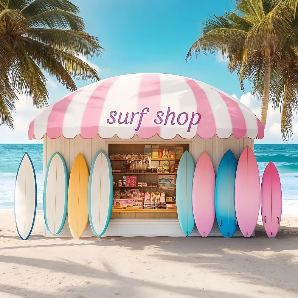 Summer Backdrop Colorful Surfboards Shack Beach Backdrop ZXY3-9
