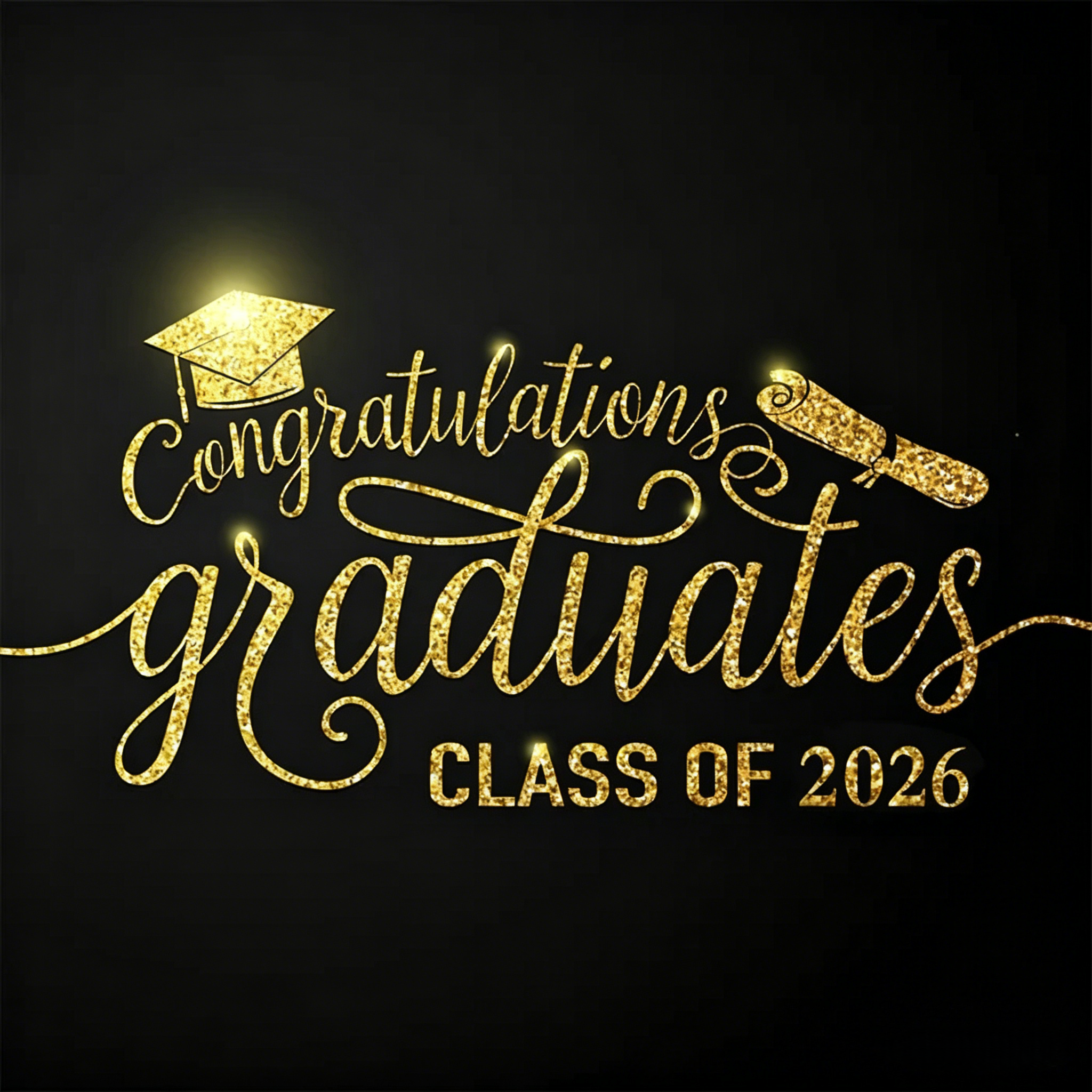 Graduation Congratulations Gold and Black Class Of 2026 Photo Backdrop SH-253