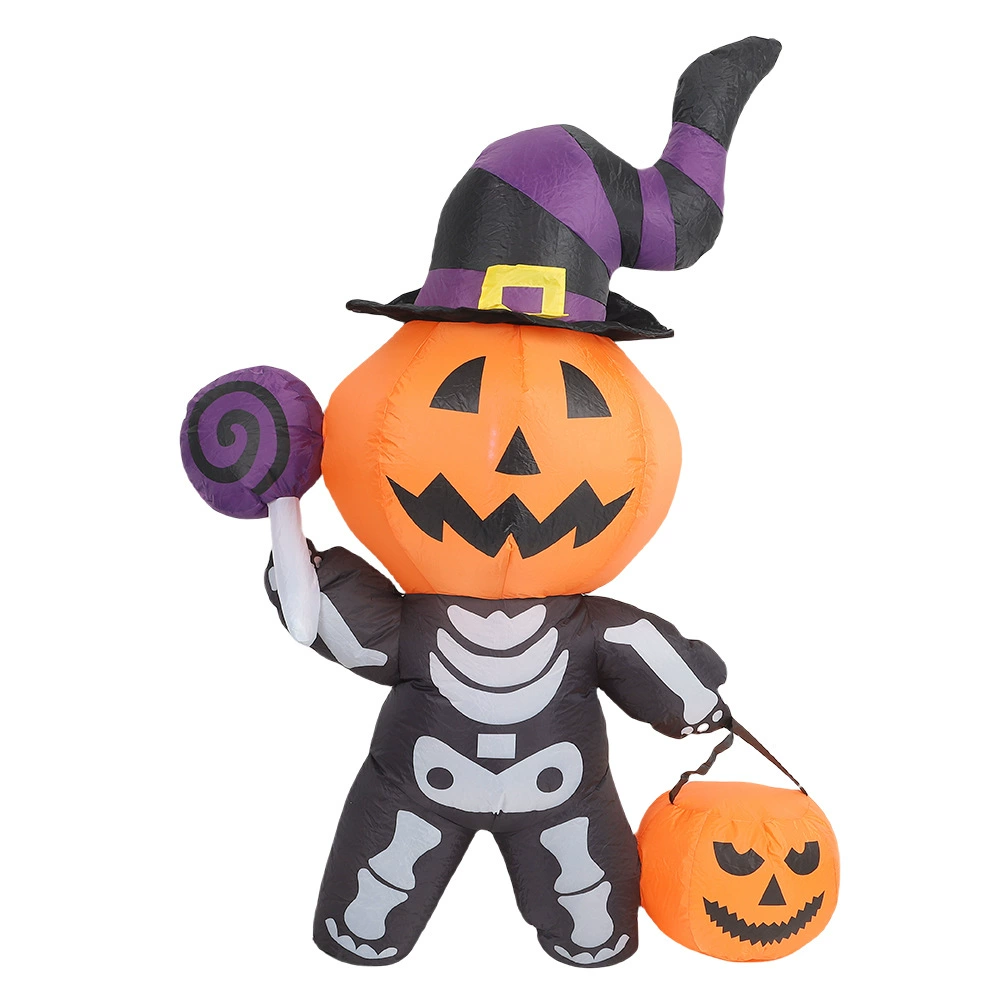 6FT Halloween Inflatable Pumpkin Skeleton LED Yard Decoration Outdoor Blow Up Decor