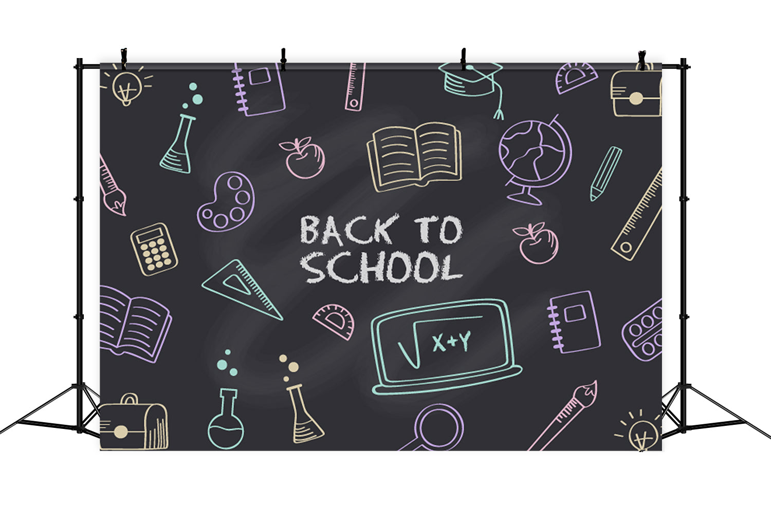 Back to School Study Tools Chalkboard Backdrop BRP7-48
